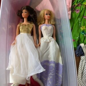 Pair of vintage barbie-style dolls 70s